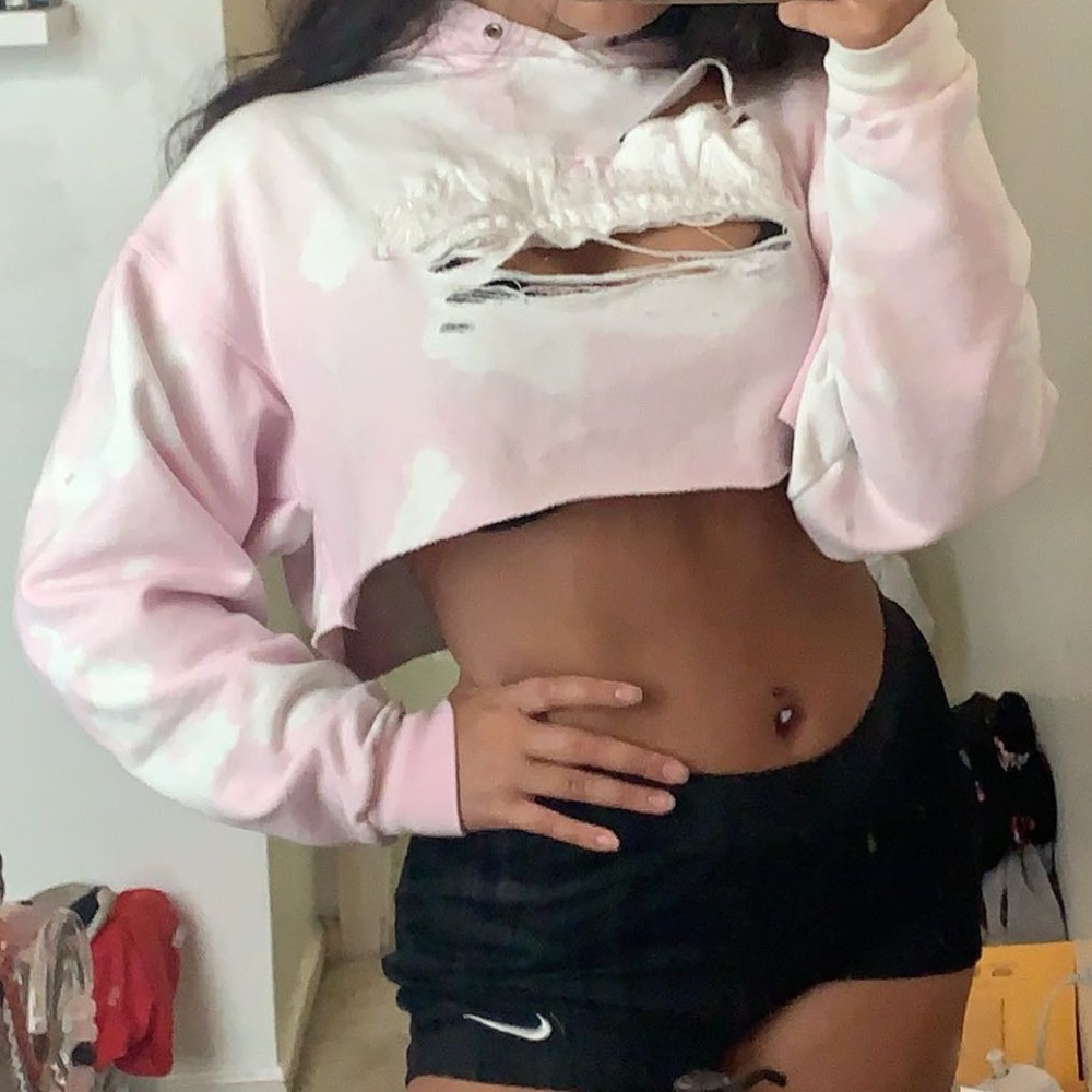distressed bleached pink hoodie